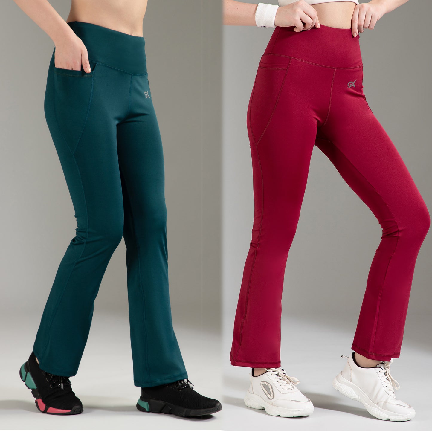 Super Flare Pants Dark Green & Maroon Combo