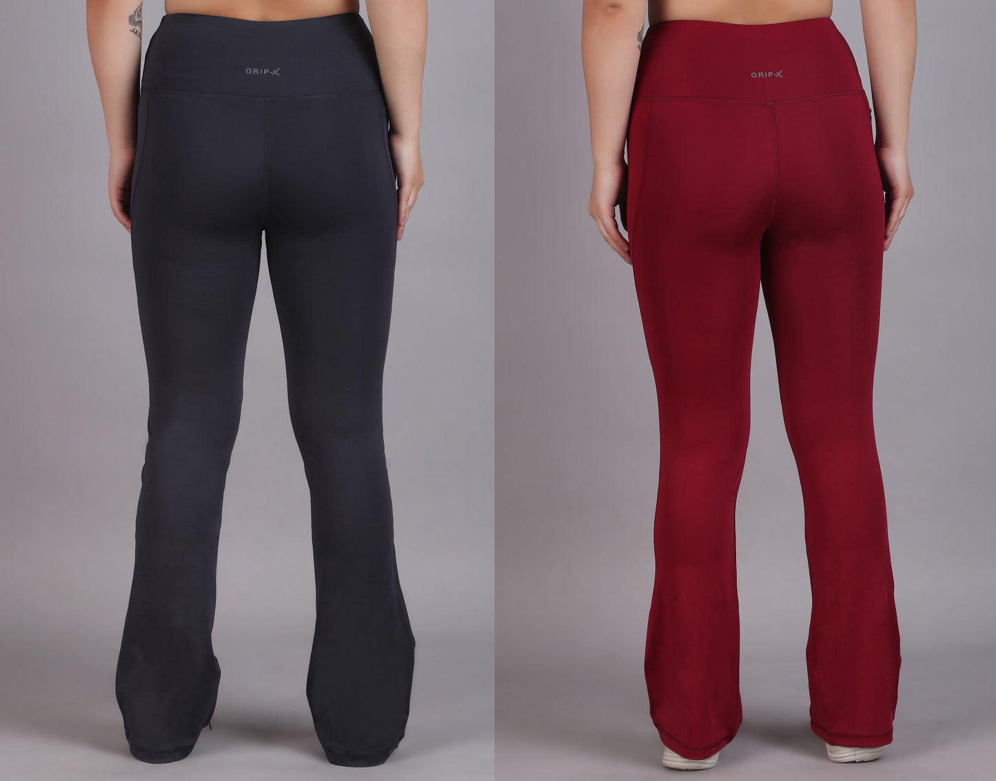 Super Flare Pants Dark grey and Maroon Combo