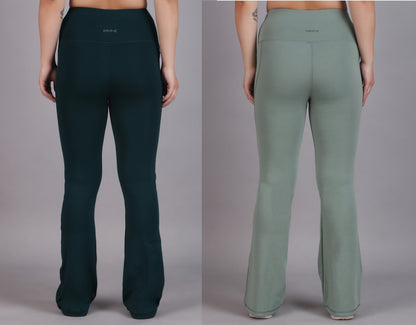 Super Flare Pants Dark green and Pista Combo