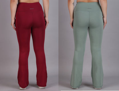 Super Flare Pants Maroon and Pista Combo