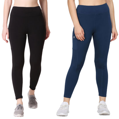 Black & Blue Combo Legging Set