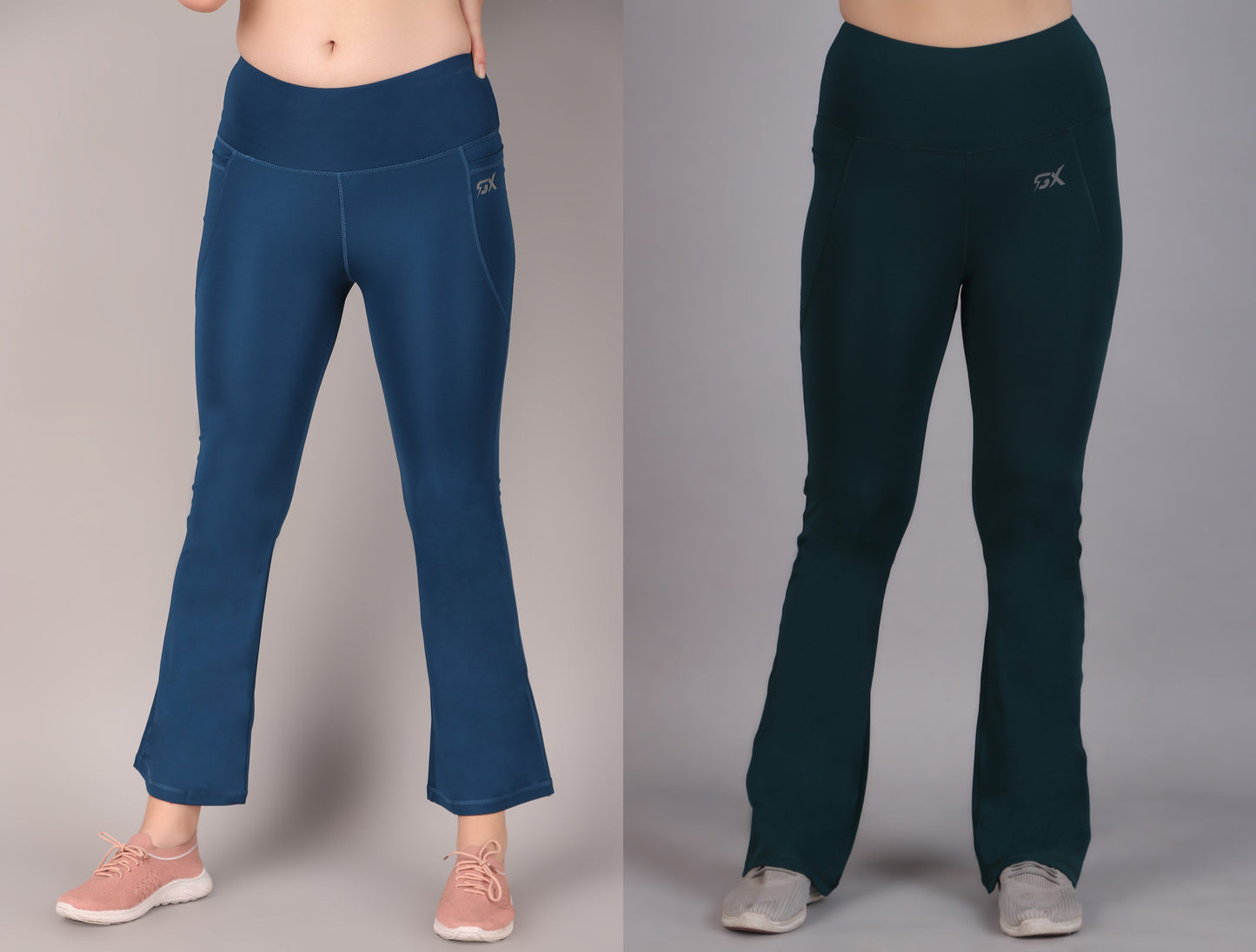 Super Flare Pants Blue and Dark Green Combo