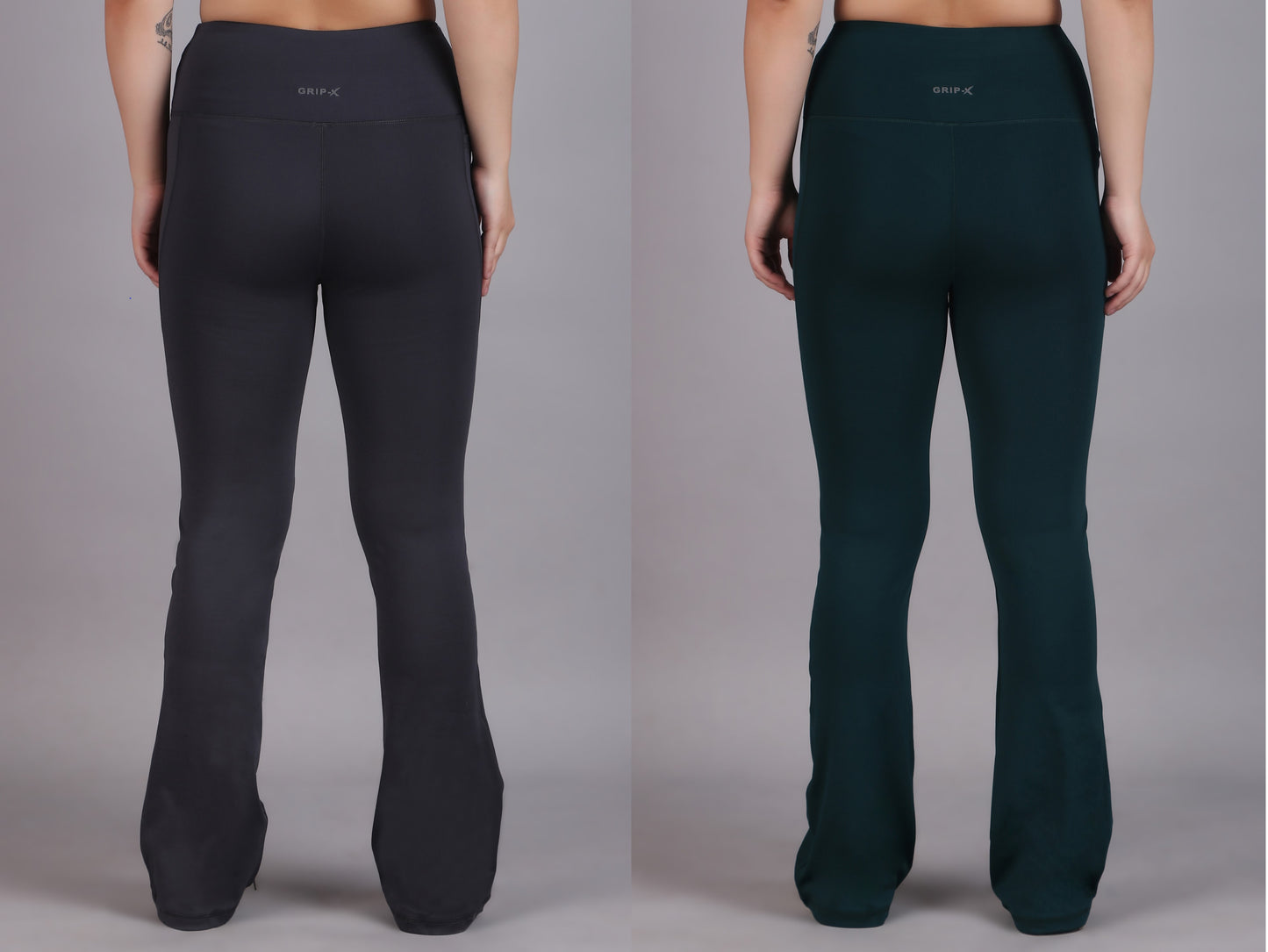 Super Flare Pants Dark grey and Green Combo