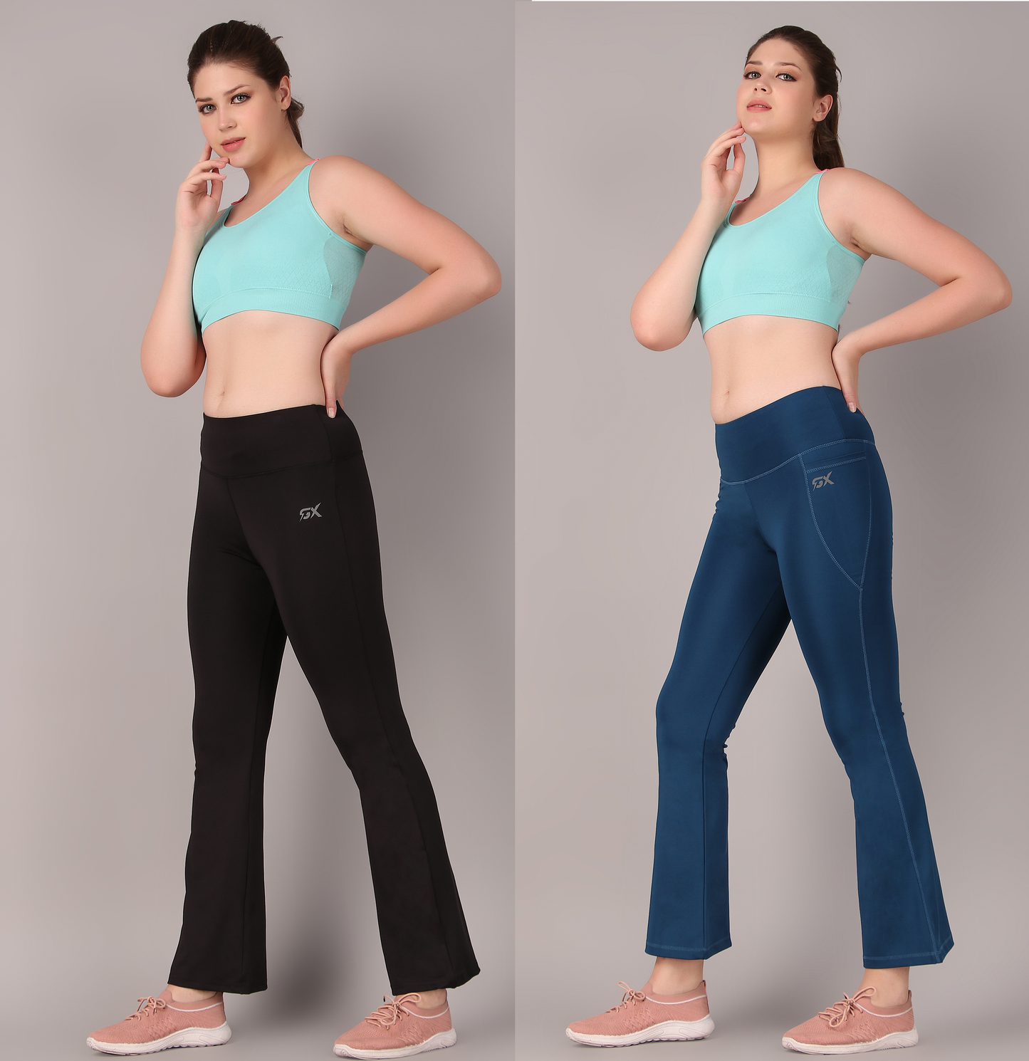 Super Flare Pants Black and Blue Combo