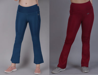 Super Flare Pants Blue and Maroon Combo