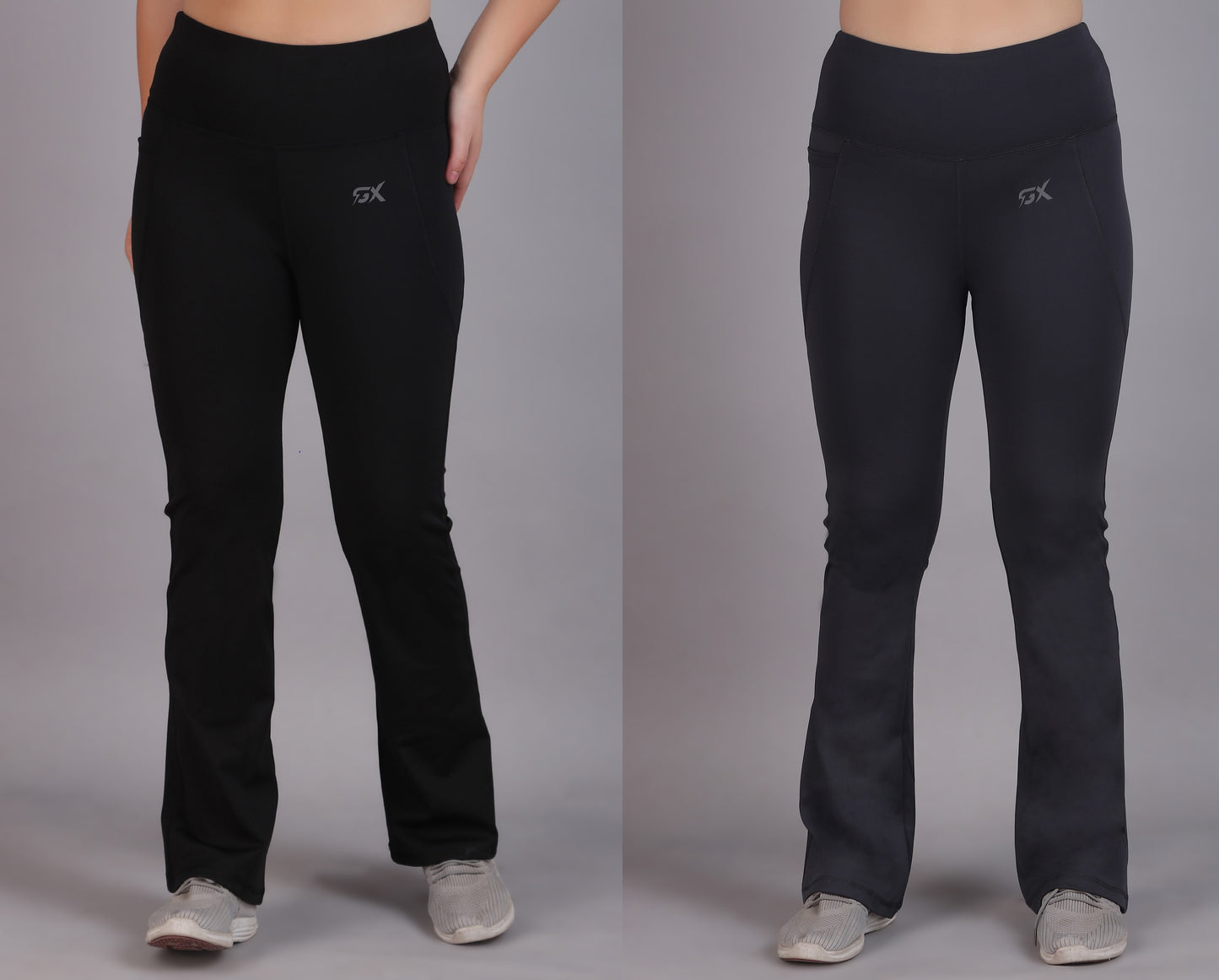 Super Flare Pants Black and Dark Grey Combo