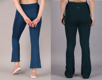 Super Flare Pants Blue and Dark Green Combo