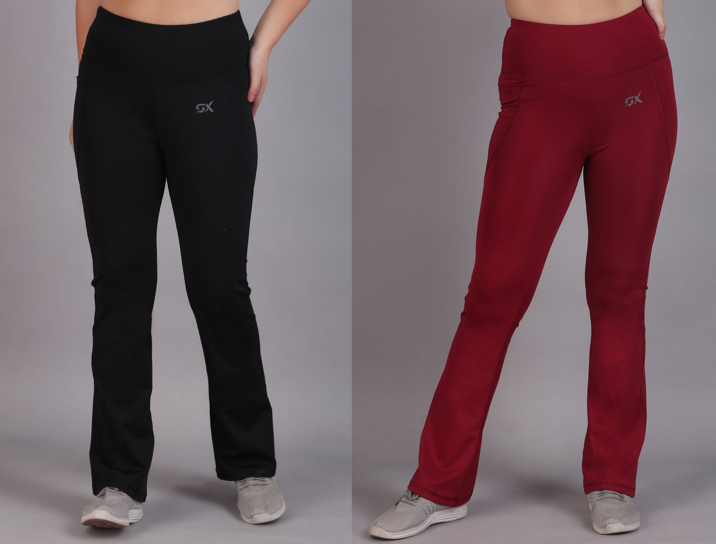 Super Flare Pants Black and Maroon Combo