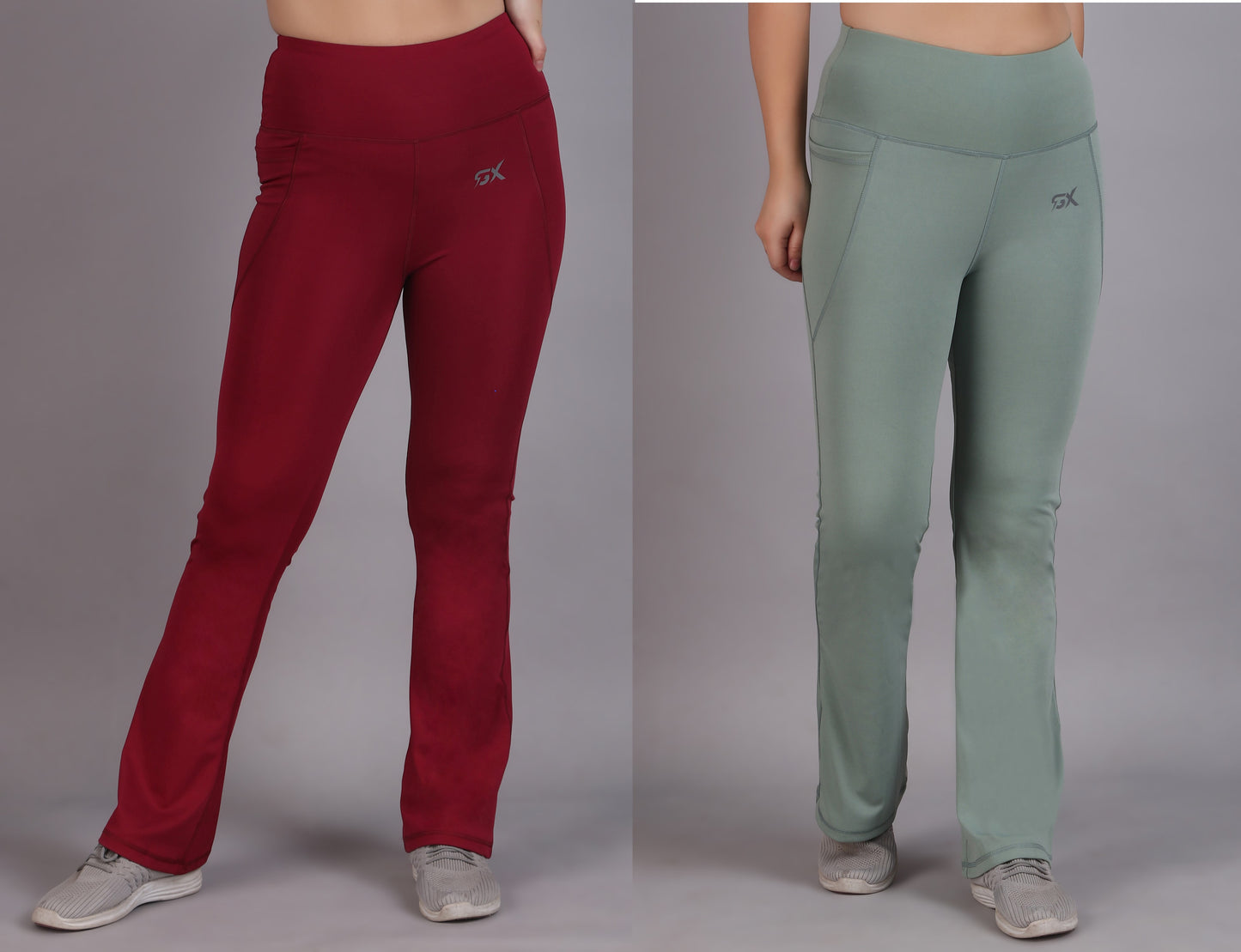 Super Flare Pants Maroon and Pista Combo