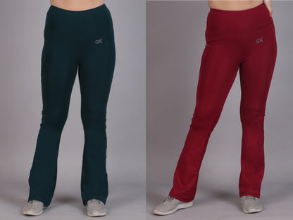 Super Flare Pants Dark green and Maroon Combo