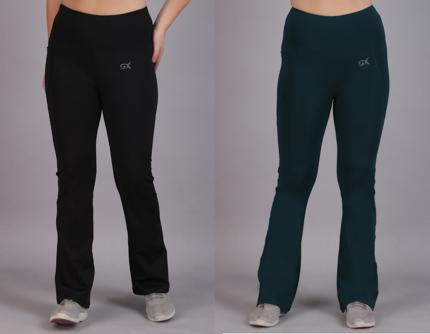 Super Flare Pants Black and Green Combo