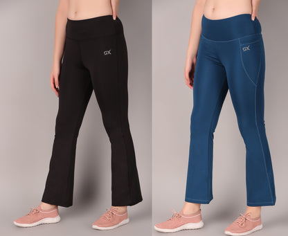 Super Flare Pants Black and Blue Combo