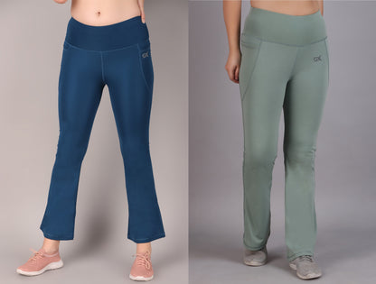 Super Flare Pants Blue and Pista Combo