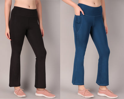 Super Flare Pants Black and Blue Combo