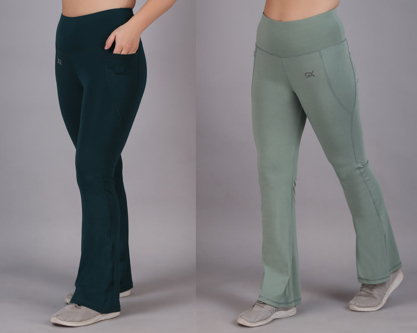 Super Flare Pants Dark green and Pista Combo