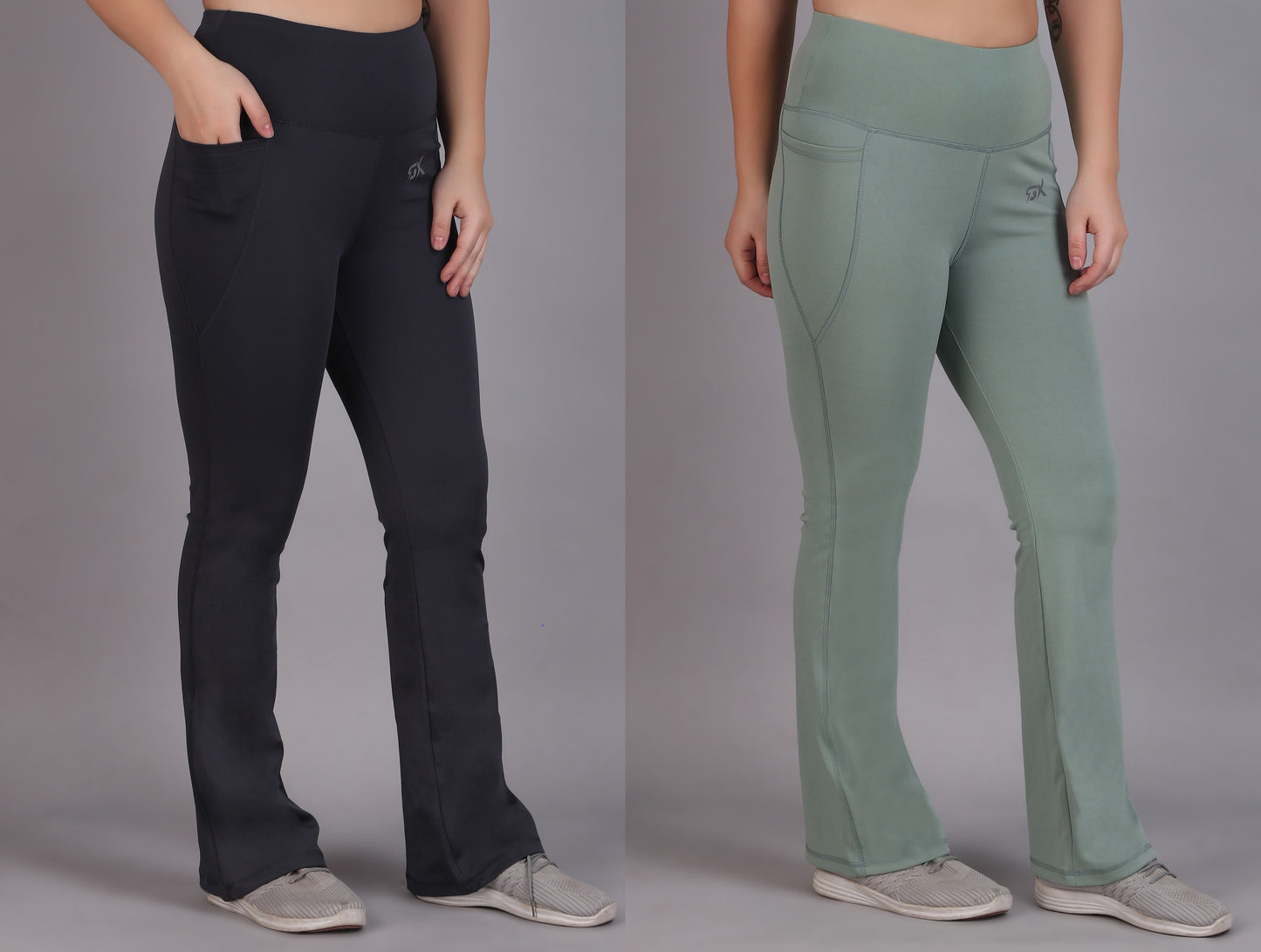 Super Flare Pants Dark grey and Pista Combo