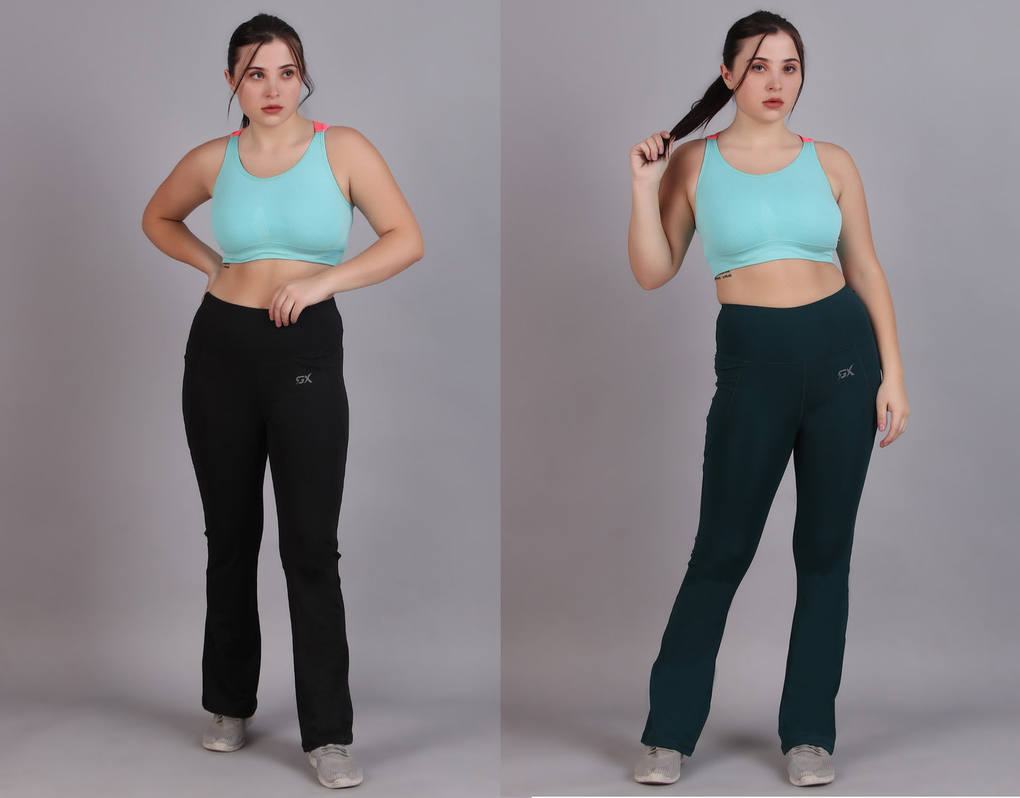 Super Flare Pants Black and Green Combo