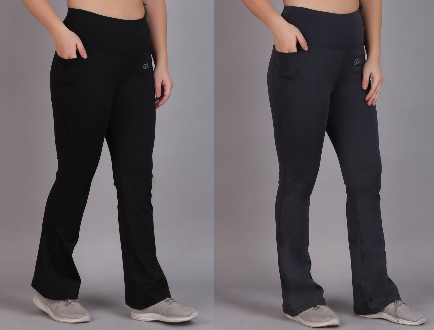 Super Flare Pants Black and Dark Grey Combo