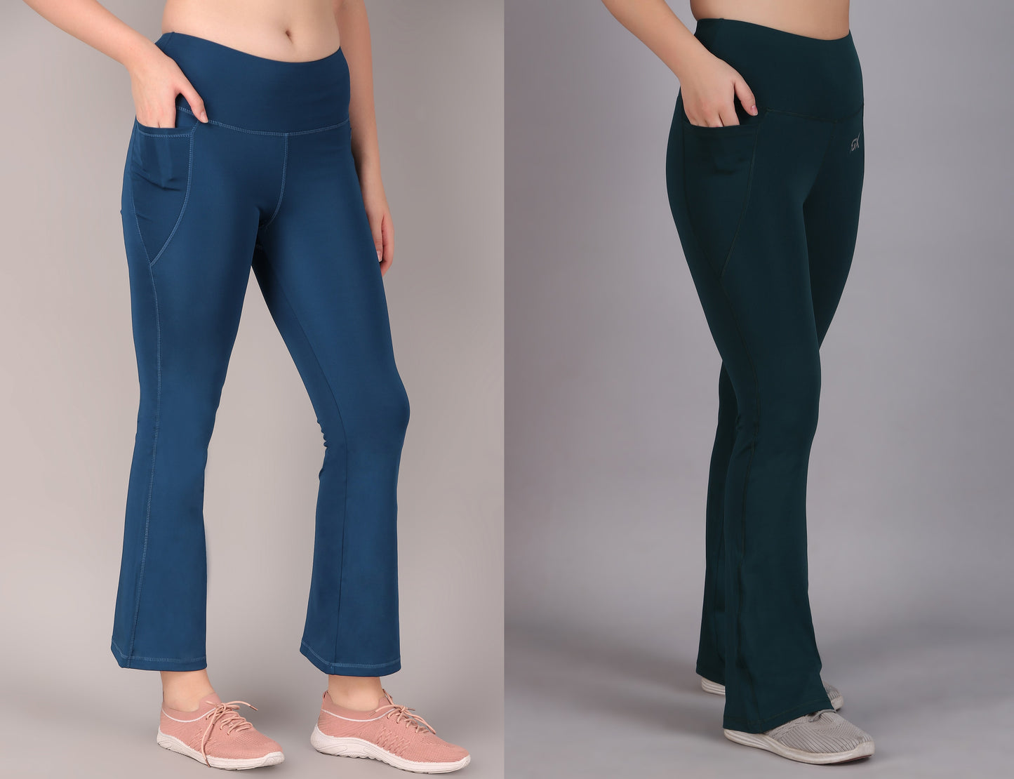 Super Flare Pants Blue and Dark Green Combo