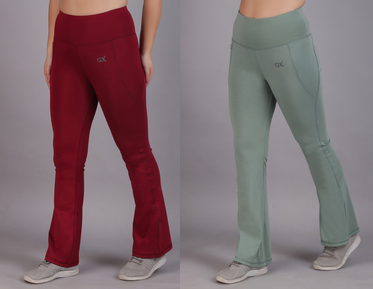 Super Flare Pants Maroon and Pista Combo