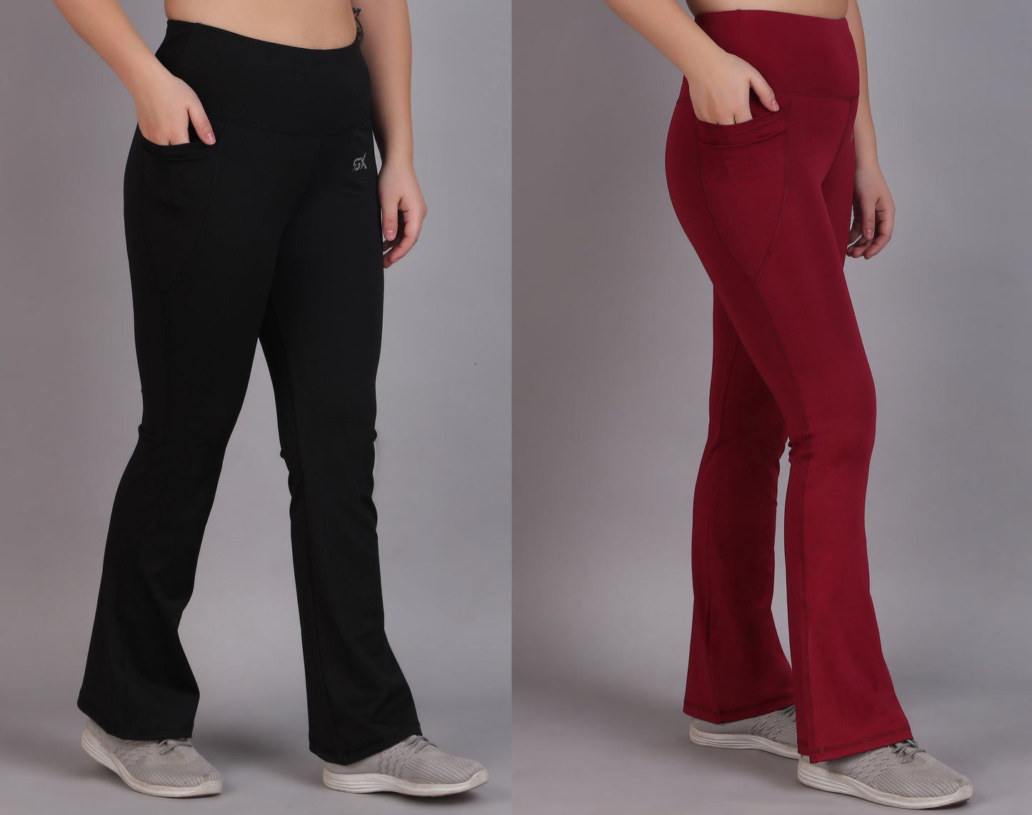 Super Flare Pants Black and Maroon Combo