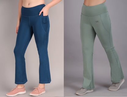 Super Flare Pants Blue and Pista Combo