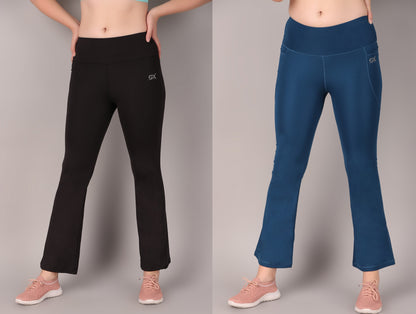 Super Flare Pants Black and Blue Combo