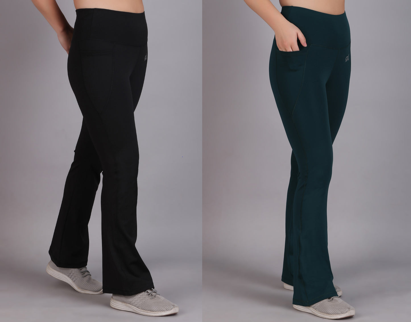 Super Flare Pants Black and Green Combo