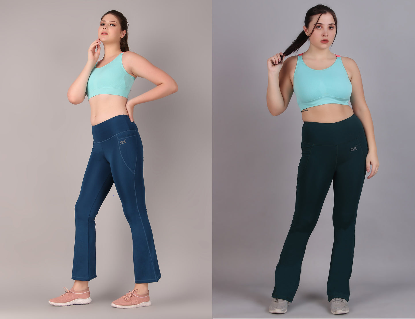 Super Flare Pants Blue and Dark Green Combo