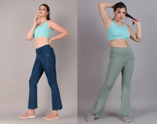 Super Flare Pants Blue and Pista Combo