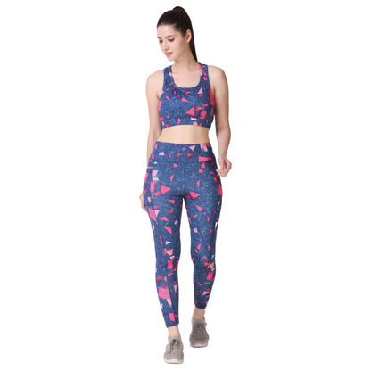 Blue-Pink Printed Legging