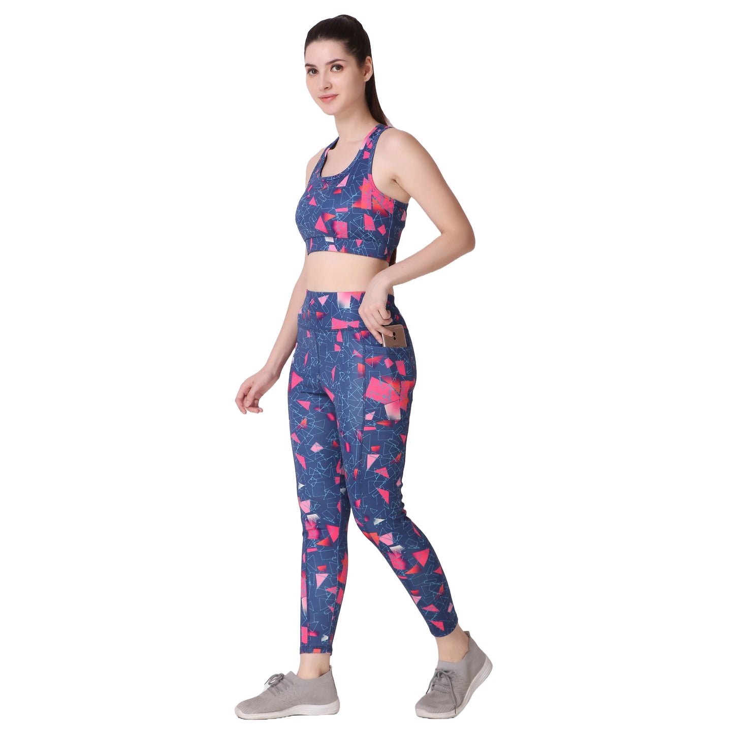 Blue-Pink Printed Legging