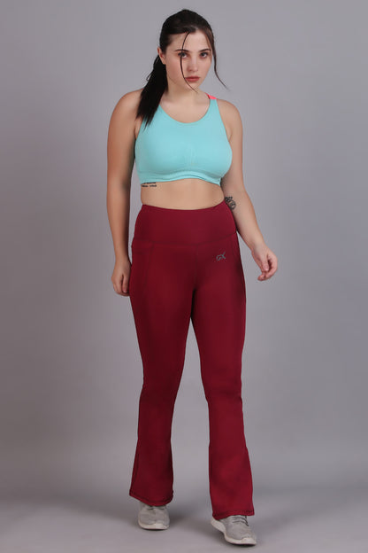 Super Flare Pants in Maroon