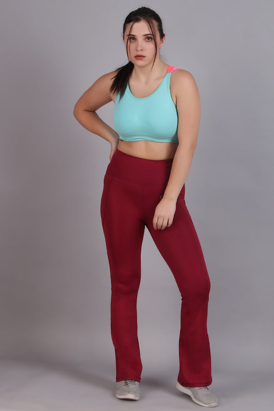 Super Flare Pants in Maroon