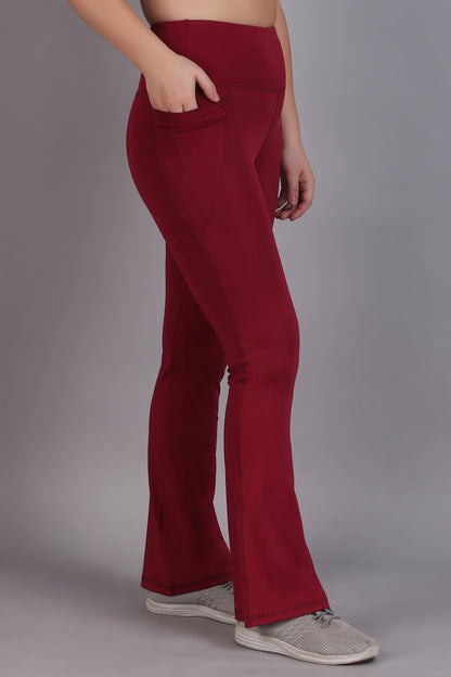 Super Flare Pants in Maroon