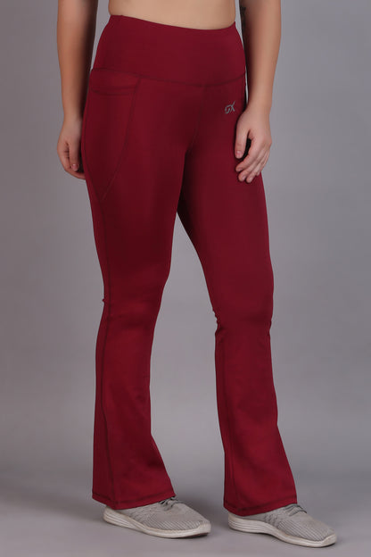 Super Flare Pants in Maroon