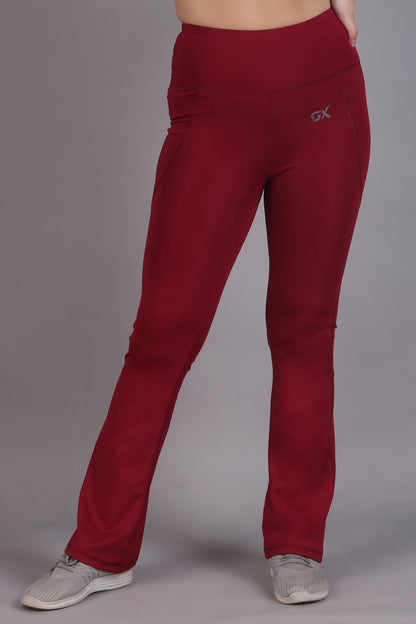 Super Flare Pants in Maroon