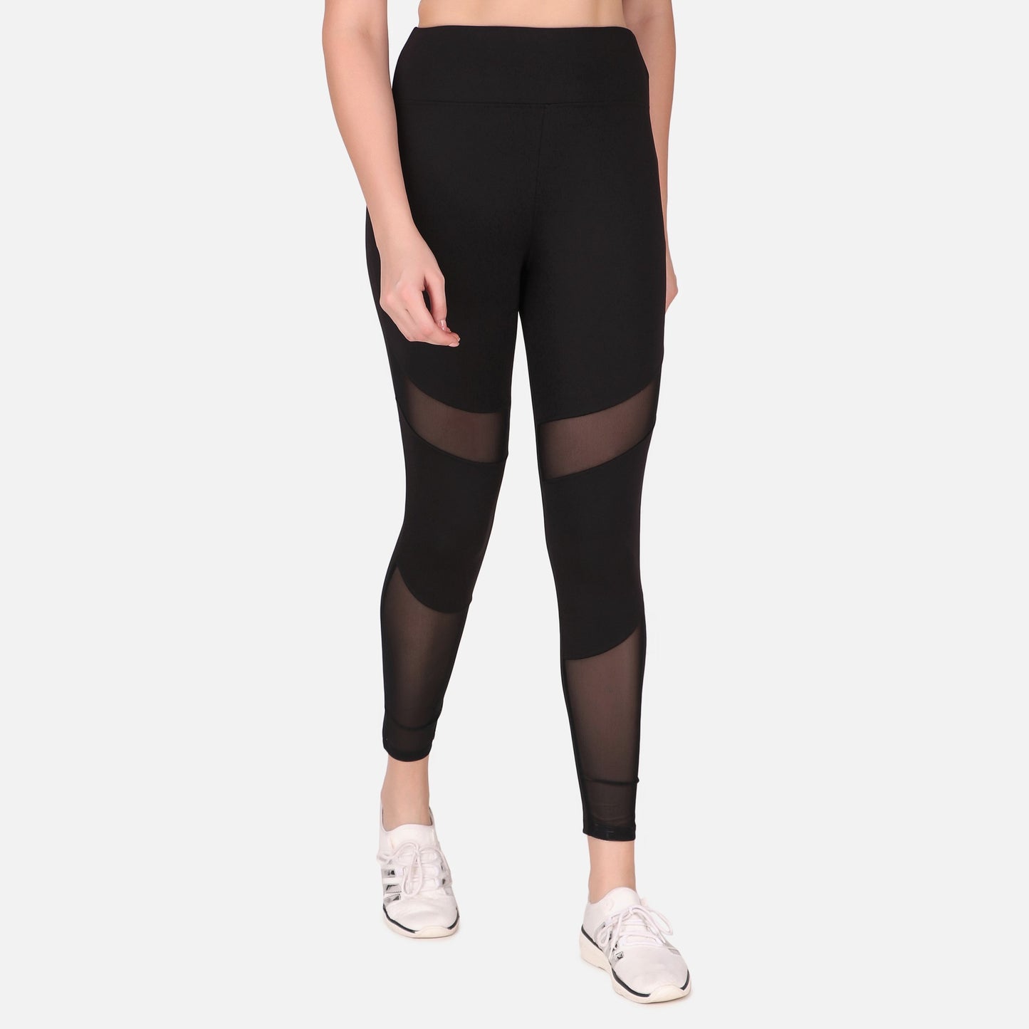 Black Mesh Self Design Legging