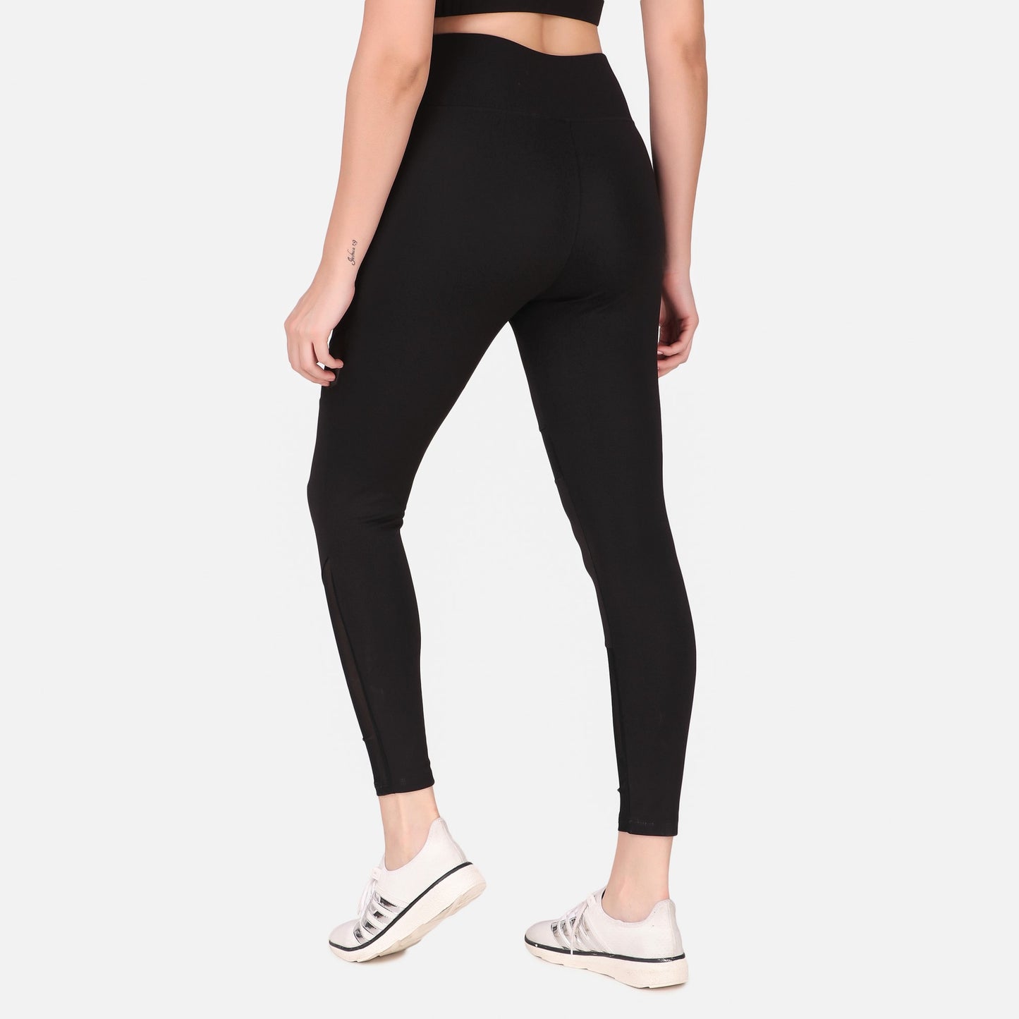 Black Mesh Self Design Legging