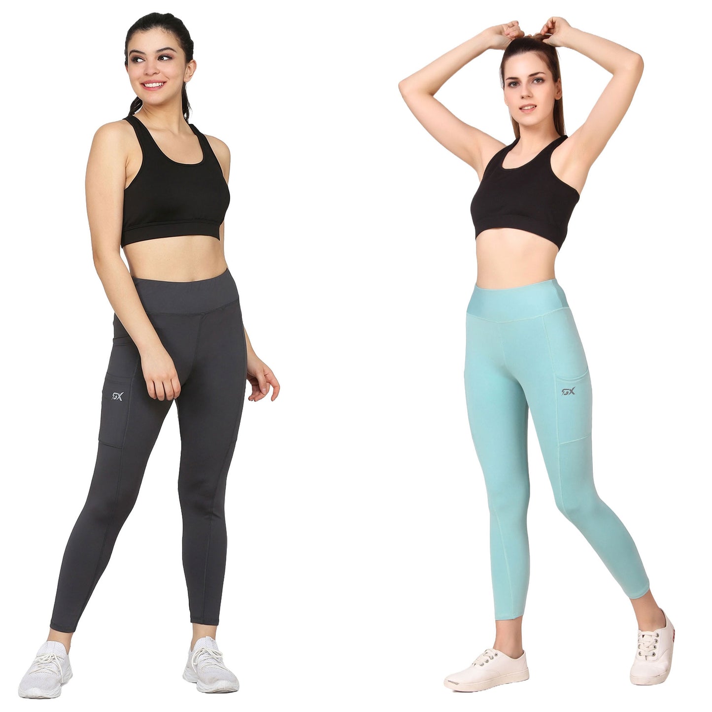 Dark Grey & Sea Green Combo Legging Set