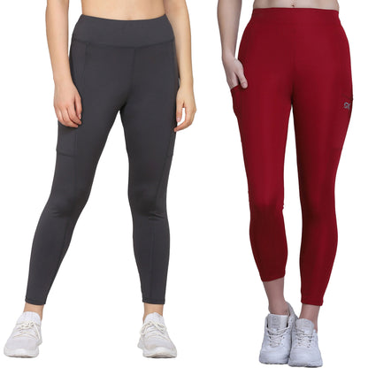 Dark Grey & Maroon Combo Legging Set