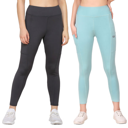 Dark Grey & Sea Green Combo Legging Set