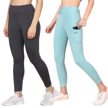 Dark Grey & Sea Green Combo Legging Set