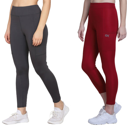 Dark Grey & Maroon Combo Legging Set