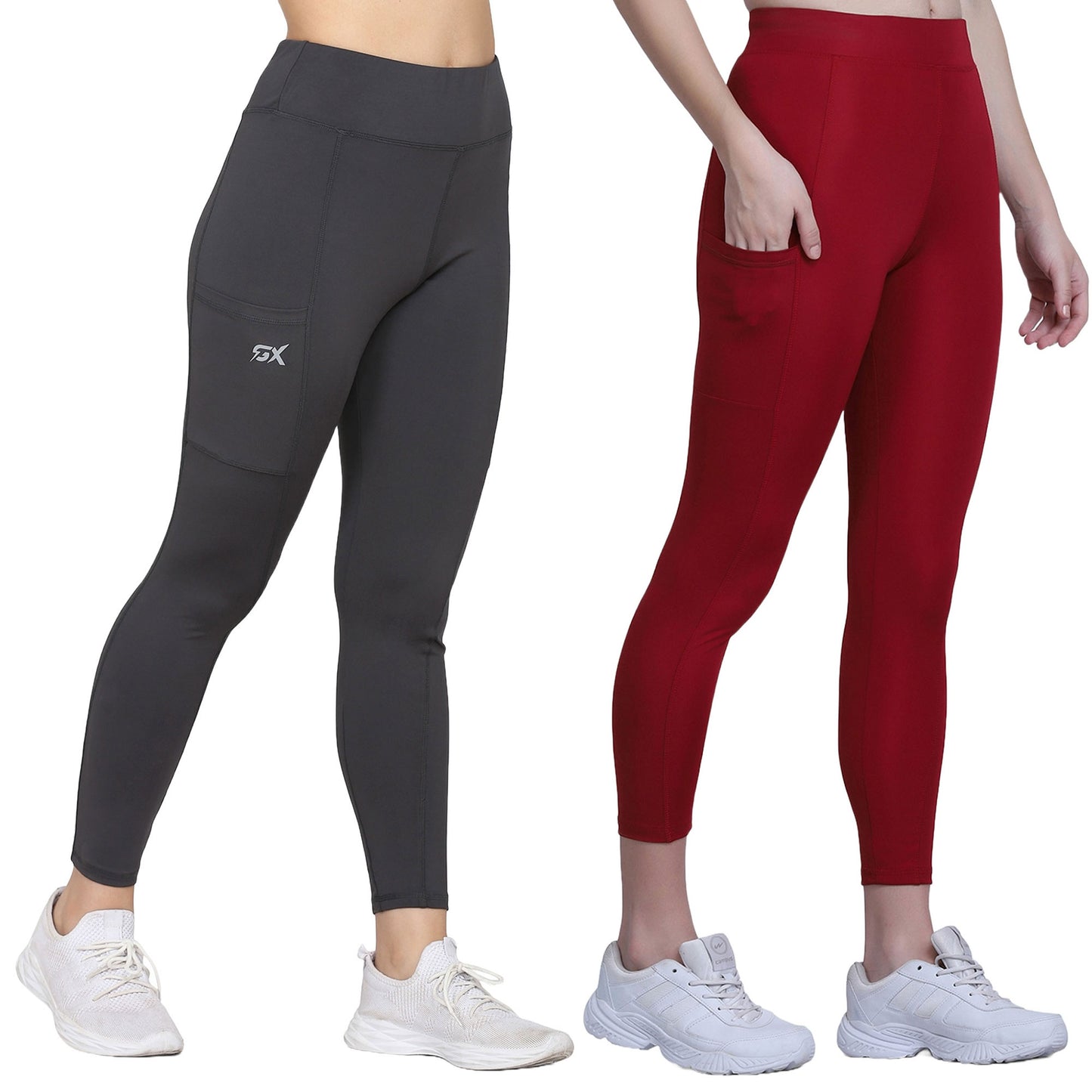 Dark Grey & Maroon Combo Legging Set