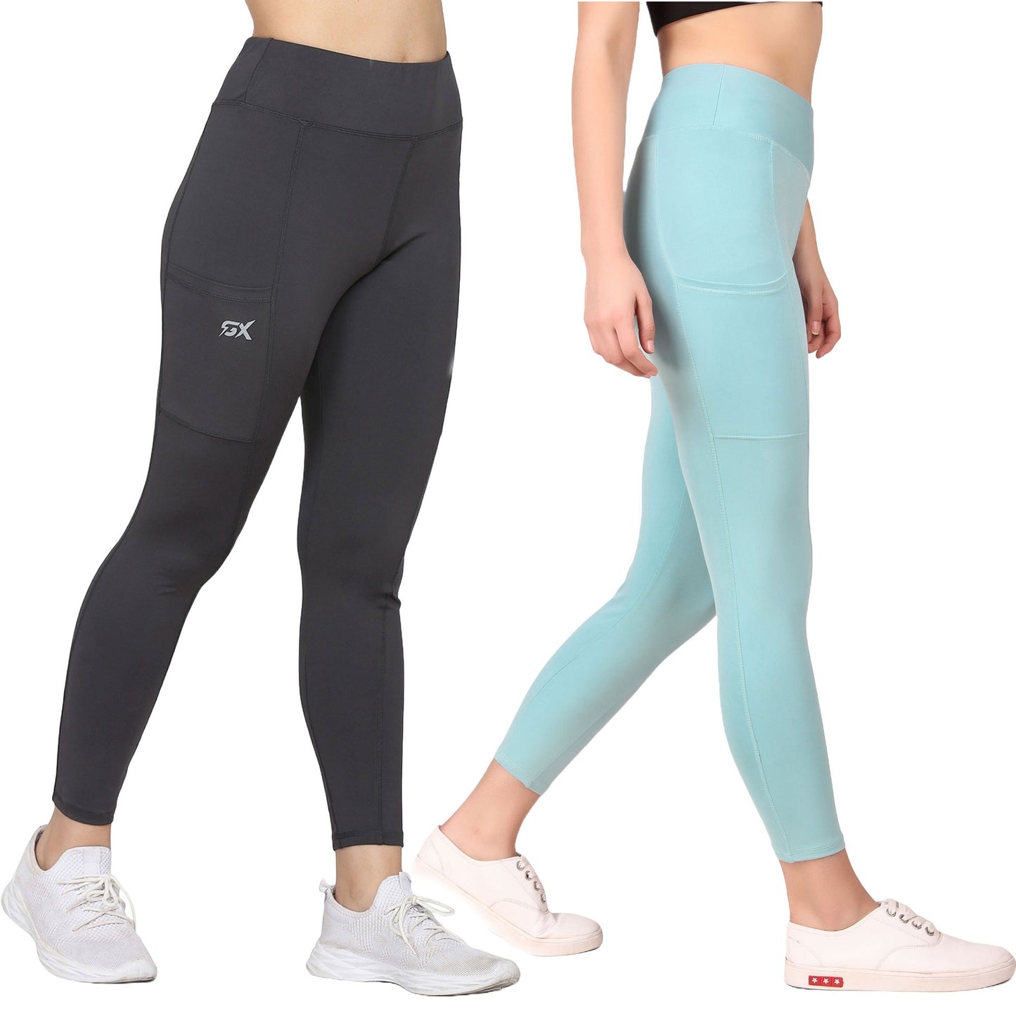 Dark Grey & Sea Green Combo Legging Set