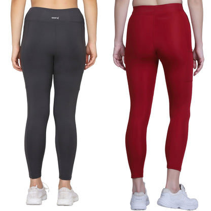 Dark Grey & Maroon Combo Legging Set