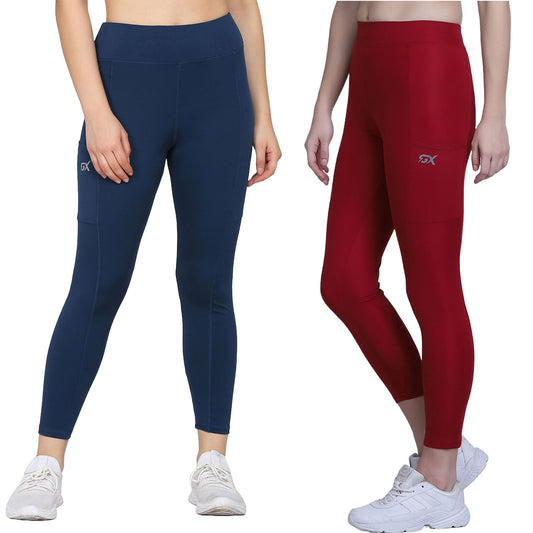 Blue & Maroon Combo Legging Set