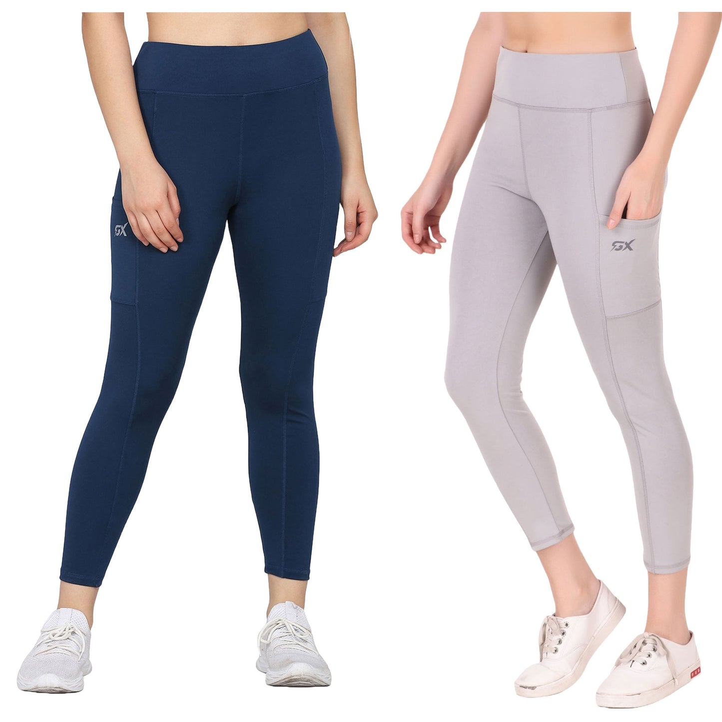 Blue & Light Grey Combo Legging Set