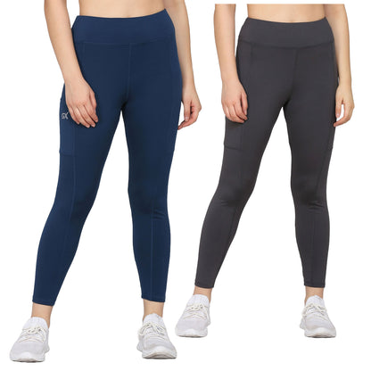 Blue & Dark Grey Combo Legging Set